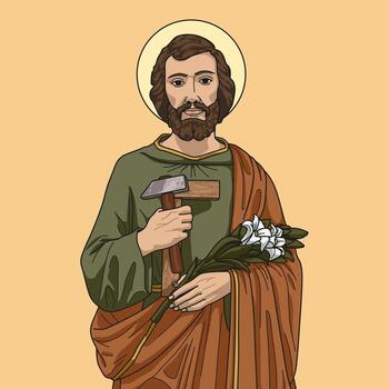 Saint joseph worker colored eps vector